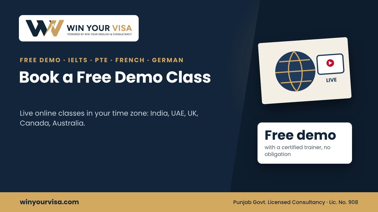 Book a Free Demo Class: Online IELTS, PTE, French and German